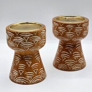 Opalhouse Wooden Boho Candle Holders